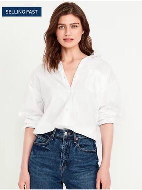 NWOT Old Navy White Women's Button-Down Boyfriend Shirt